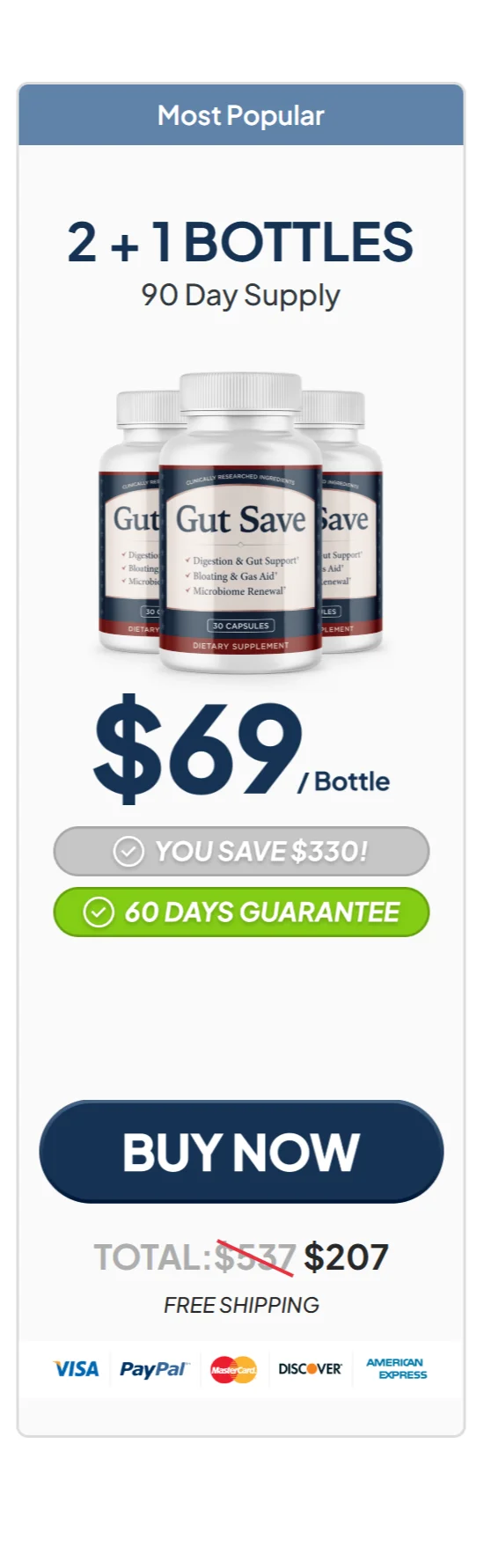 Gut Save™ 3 bottles pricing